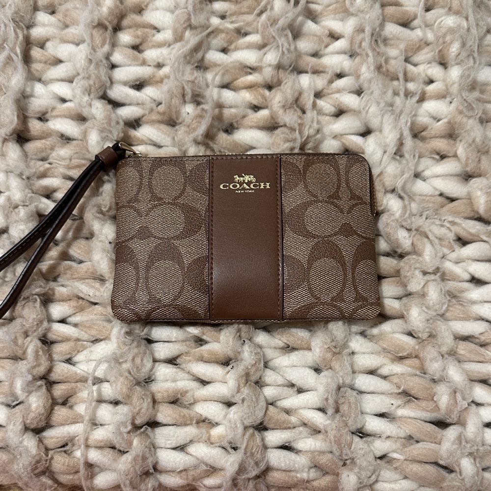 Coach Brown Signature Wristlet